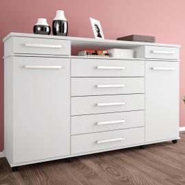 COMODA LONDON 7 CAJONES 2 PUERTAS Y ESPACIO BLANCO