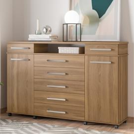 COMODA LONDON 7 CAJONES 2 PUERTAS Y ESPACIO ALMENDRA
