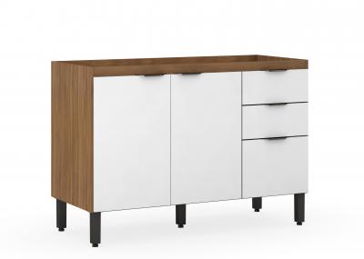 BAJO MESADA 3 PUERTAS 3 CAJONES ALMENDRA BLANCO