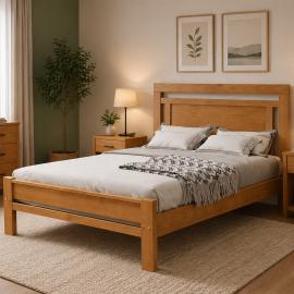 CAMA PARIS MADERA 2 PLAZAS IMBUIA