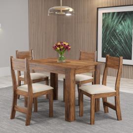 (33767)COMEDOR CELESTE B (IMBUIA) 4 SILLAS BRISA (PASTEL