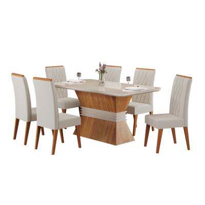 COMEDOR EVEREST C MIEL C/6 SILLAS CRISTAL MARFIM