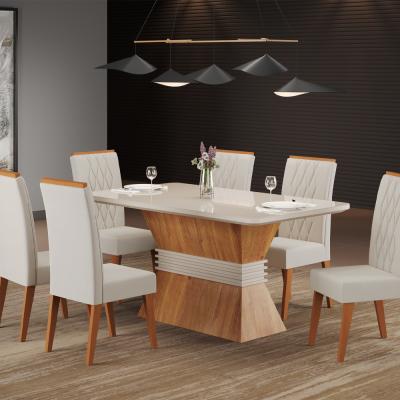 COMEDOR EVEREST C MIEL C/6 SILLAS CRISTAL MARFIM