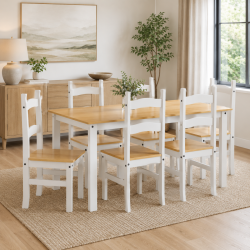 COMEDOR LUCIA 6 SILLAS BLANCO LINEA MEXICANA (E1648)