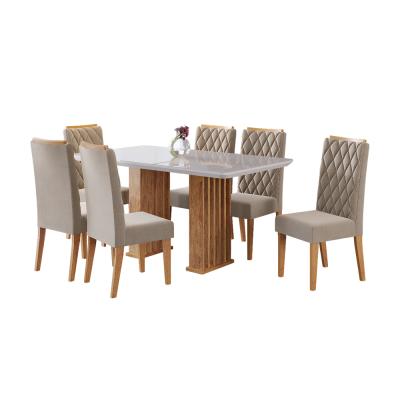 COMEDOR MUNIQUE MIEL C/6 SILLAS PEROLA OFF WHITE