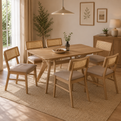 COMEDOR RAFFLES 1+6 LIGHT BROWN