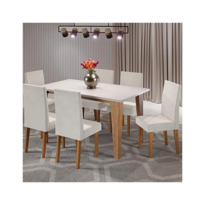 COMEDOR SANDRA  MIEL C/6 SILLAS VENUS TERCIOPELO MARFIL