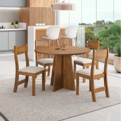 COMEDOR SLIN B (IMBUIA) 4 SILLAS  BRISA (PASTEL)