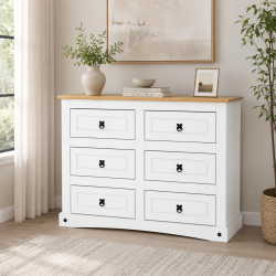 COMODA 6 CAJONES BLANCO LINEA MEXICANA