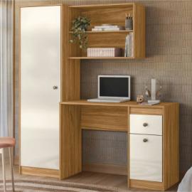 ESCRITORIO COIMBRA 2 PUERTAS 1 CAJON Y ESTANTES BLANCO