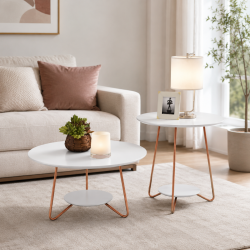 MESA DE LIVING + LATERAL LIZ BLANCO