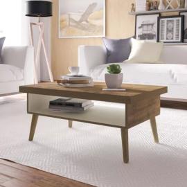 MESA DE LIVING LUCCA CON ESTANTE CARVALHO/BLANCO