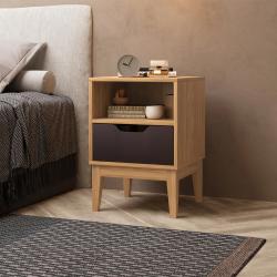 MESA DE LUZ 1 CAJON CON ESPACIO MIEL GRIS
