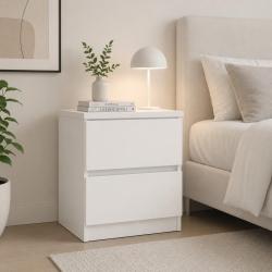 MESA DE LUZ BARI 2 CAJONES BLANCO