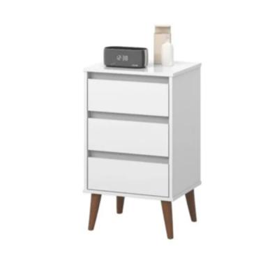 MESA DE LUZ RETRO WOOD 3 CAJ. BLANCO