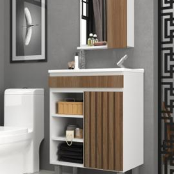 MUEBLE DE BAÑO BELLO 55  1 PTA. C/PATAS BL/NOCE