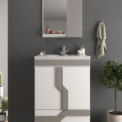 MUEBLE DE BAÑO NAVONA 60 2PTAS. 1CAJ. C/PATAS BL/CIMENTO
