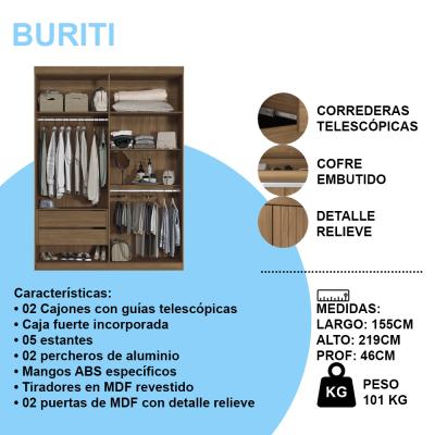 ROPERO BURITI  4 PTAS.  JATOBA/JATOBA (3-B)