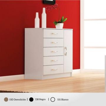 (15BL)-COMODA 5 CAJ/PTA. BLACK